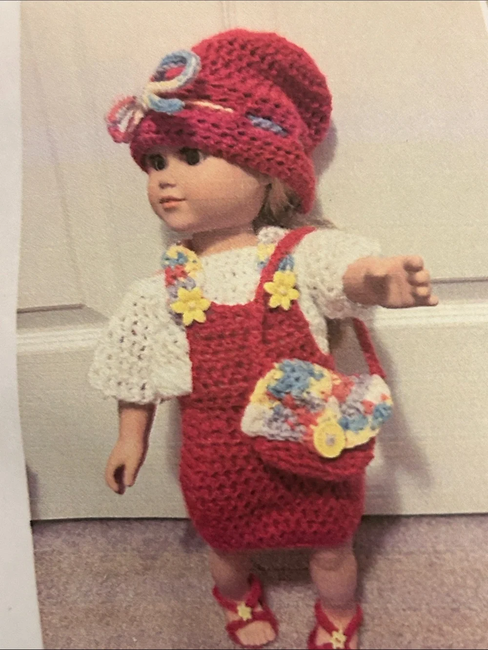 Handmade Kids Hot Pink Crochet Outfit Set with White Top